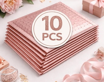 Sobres acolchados de burbujas color oro rosa (10 unidades) / Sobres acolchados metalizados / Embalaje de lujo para pequeñas empresas, suministros de envío para Etsy
