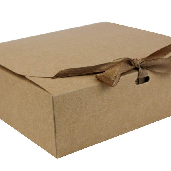 12 pcs Choose Ribbon Brown Square Shaped Presentation Gift Box with Ribbon, Easy Assembly  ,Kraft Box, Wedding Boxes, Gift, Present Box