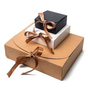 Caja de regalo cuadrada de 12 piezas con lazo, fácil de montar, caja kraft, caja blanca, caja negra, cajas de boda, regalo