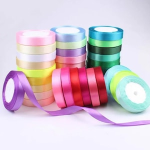 16 mm/20 m de ruban de satin simple face pour décoration de mariage Artisanat de mariage Noeud pour cheveux Plusieurs couleurs au choix