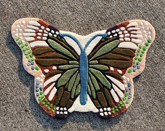 Hand Tufted Butterfly Rug: Colorful Boho Home Decor