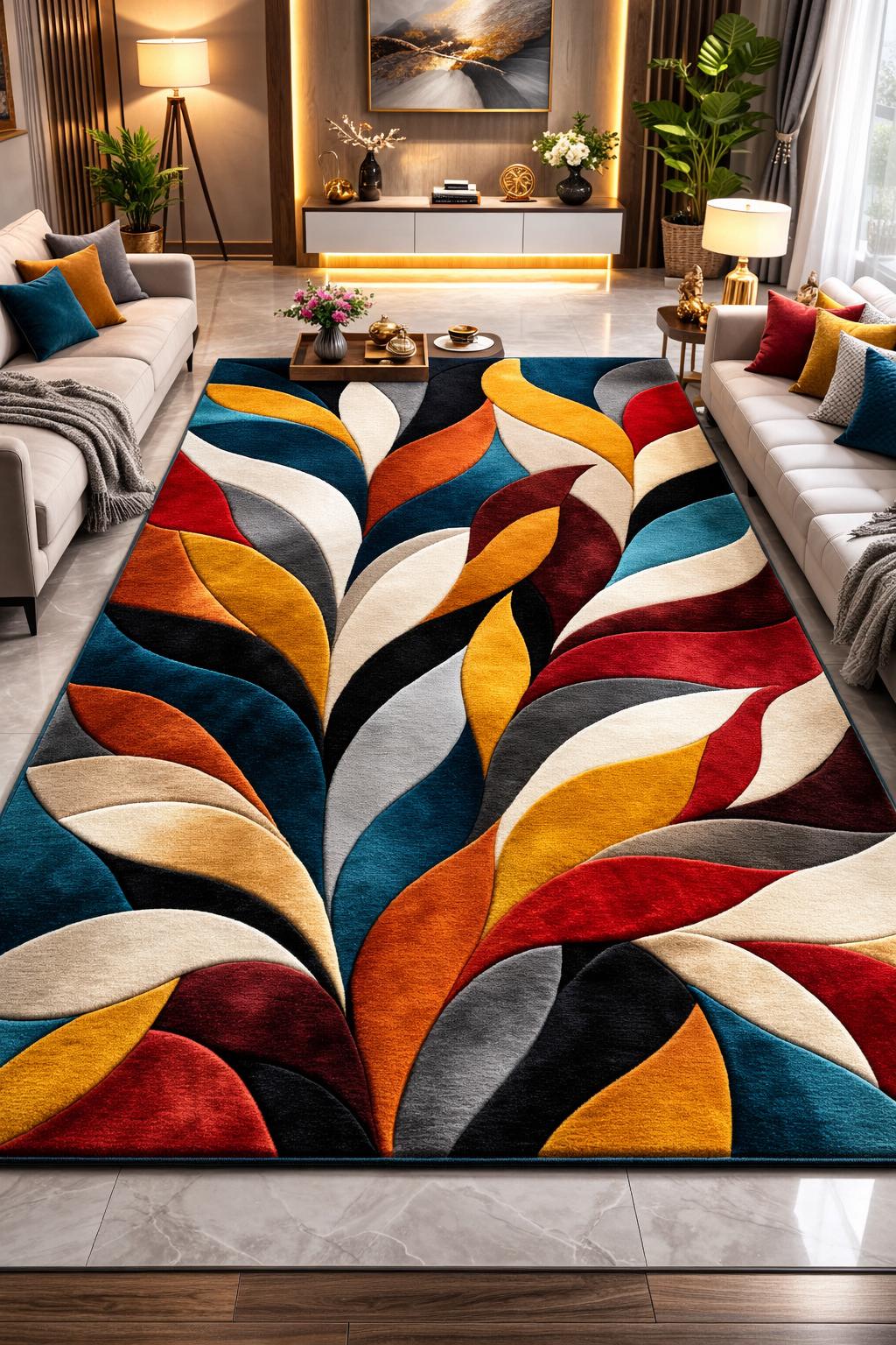 Modern Abstract Outdoor Area Rug Multicolor Contemporary Patio Rug ...