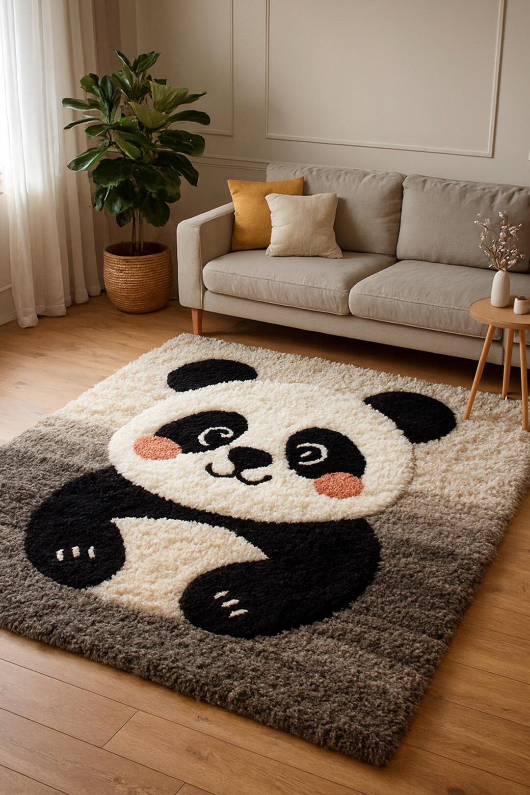 Real Panda Rug Panda Shag Rug, Wool & Cotton, Nursery Playroom Carpet - Etsy