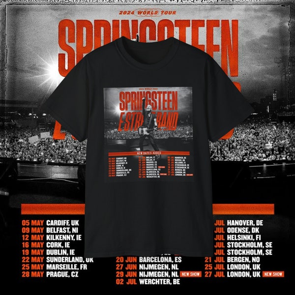 Bruce Springsteen World Tour 2024 - Noir - T-shirt, Chemise de concert Bruce Springsteen 2024, Chemise de fête, Cadeau pour lui, Cadeau pour elle