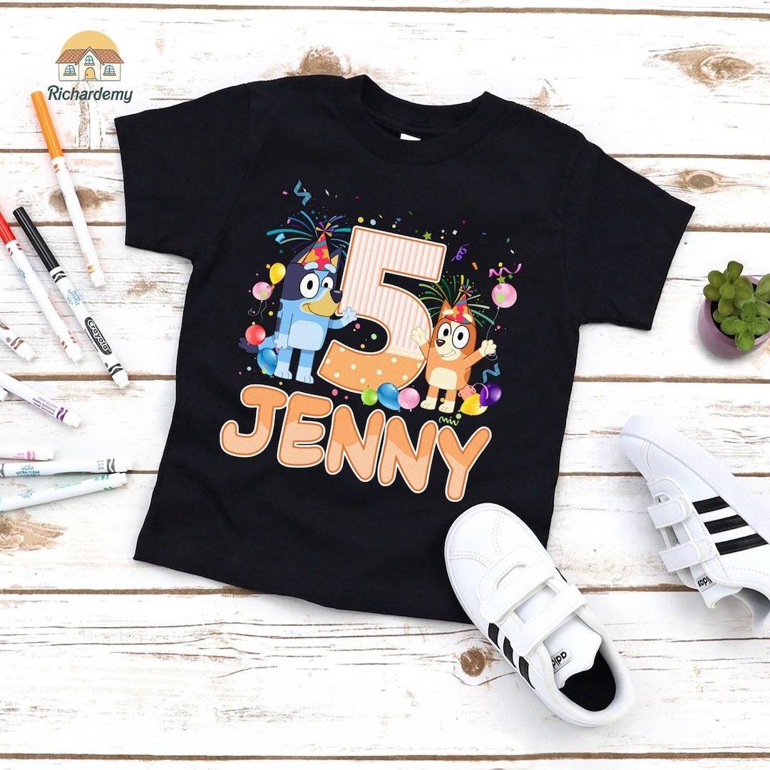 Bluey and Bingo Birthday Shirt Personalized Bluey Birthday Etsy