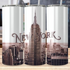 New York Tumbler Wrap, 20oz Straight Skinny Tumbler Sublimation Design PNG, City Skyline Png, Gift for Mom, New Yorker Digital Download Only