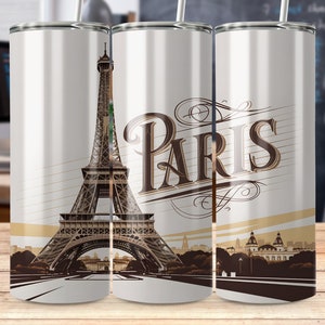 Paris Tumbler Wrap, 20oz Straight Skinny Tumbler Sublimation Design, City Skyline Png, Eiffel Tower Gift   Paris Artwork Digital Download
