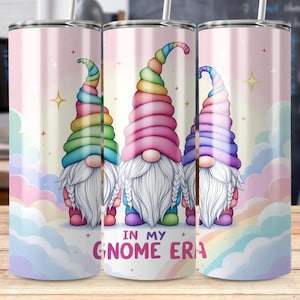 Cute Pastel Gnome Tumbler Wrap, 20 oz Skinny Wrap, Sublimation Design, Gnome Design Gift, Gnome Lady, Straight Wrap, Digital Download