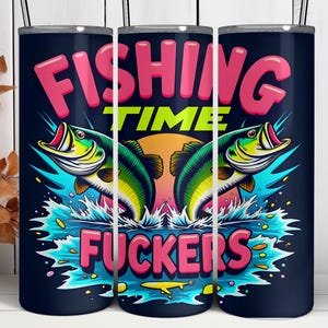 Bright Neon Fishing Tumbler Wrap 20 oz Skinny Sublimation Design, Fisherman, Bass Fish, Fishing Life, Gift For Him, Digital Download
