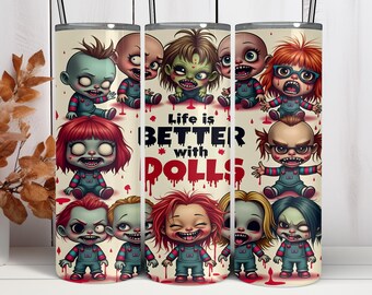Horror Dolls Tumbler Wrap: 20oz Sublimation Design (Digital Download)