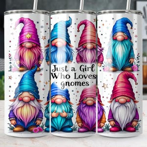 Cute  Gnomes Tumbler Wrap, 20 oz Skinny Wrap, Sublimation Design, Gnome Design Gift, Gnome Lady, Straight Wraps Digital Download