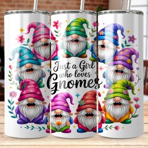 Cute Pastel Gnome Tumbler Wrap, 20 oz Skinny Wrap, Sublimation Design, Gnome Design Gift, Gnome Lady, Gonk, Straight Wrap, Digital Download