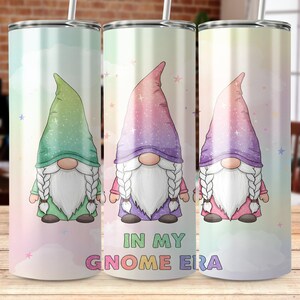 Cute Pastel Gonk Tumbler Wrap, 20 oz Skinny Wrap, Sublimation Design, Gnome Design Gift, Gnome Lady, In My Gnome Era, Digital Download