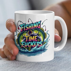 Fishing Time Mug Wrap, Sublimation Template, 11oz & 15oz Designs, Cricut Mug Press PNG, Fisherman Gift, Fishing Lover Mug, Digital Download
