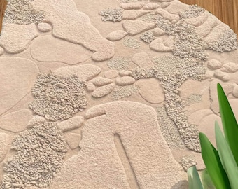 Hand Tufted Irregular Shape Runner Multicolor Wool Area Rug Modern Carpet for Living Room, Kitchen, Entryway, Hallway Contemporary Space