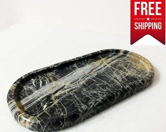 Handmade Marble Vanity Tray – Small Marble Tray for Toiletries, Jewelry, Perfume Organizer