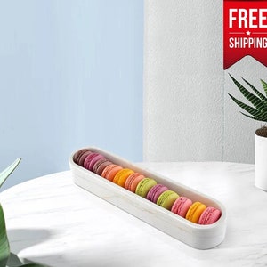 Marble Macaron Tray – Handcrafted Marble Dessert Display, Macaron Container, Jewelry Holder, Luxury Gift Idea