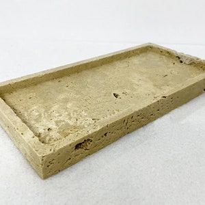 Handcrafted Travertine Tray – Rectangle Marble Vanity Tray, Natural Stone Bathroom Organizer, Elegant Perfume Tray, Rustic Gift Idea