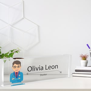 Doctor Desk Name Plate, Clinic Name Plate, Office Decor, Personalized Sign, Desk Plaque, Gift for Graduation, Gift for Doctors, Gift for Her