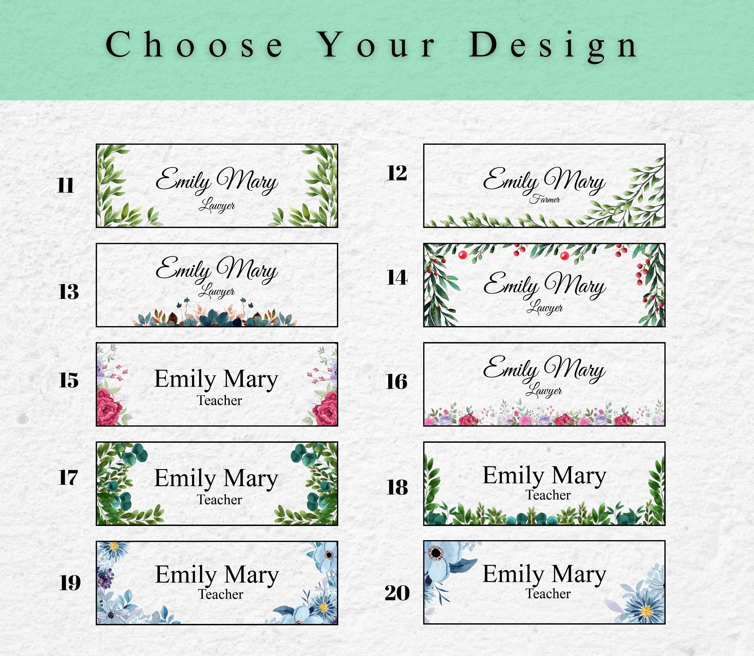 Green Leaf Patterned Name Plate, Name Plate for Desk, Acrylic Name ...
