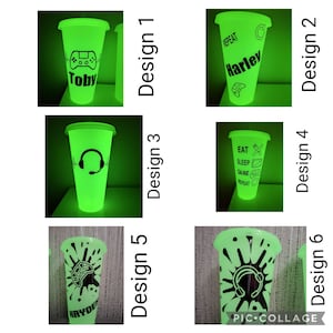 Personalised glow in the dark gamer/ gaming cups 6 designs. Great Christmas gifts, stocking fillers and birthday gift/party favours!