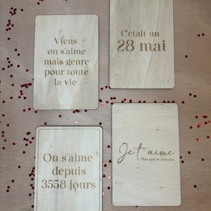 Carte postale en bois "On s'aime depuis...."