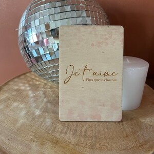 Carte postale en bois "Je t'aime plus..."