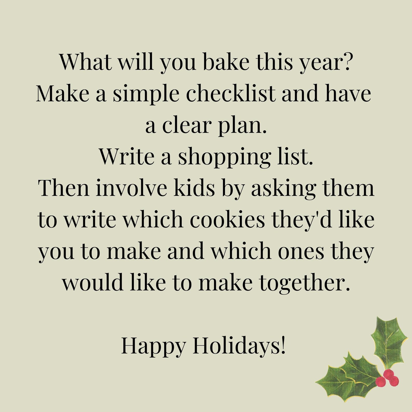 Minimalist Christmas Baking Checklist Printable Sheet Simple Holiday ...