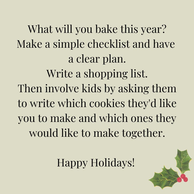 Minimalist Christmas Baking Checklist Printable Sheet Simple Holiday ...