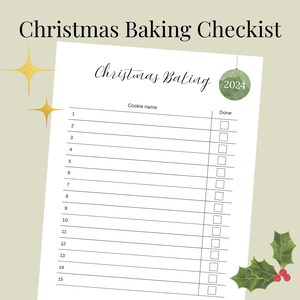 Minimalist Christmas Baking Checklist Printable Sheet Simple Holiday ...