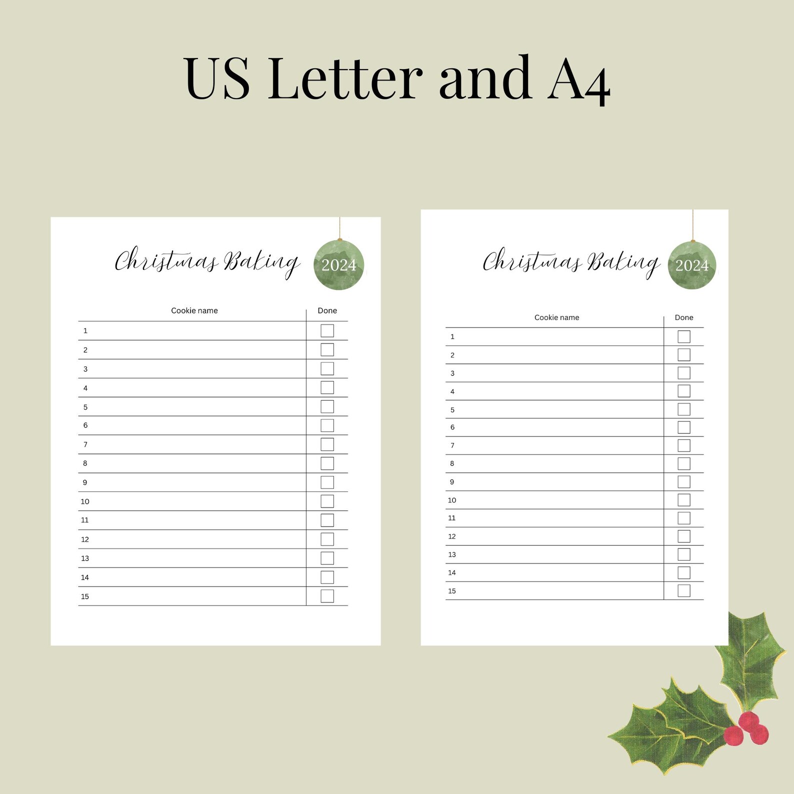 Minimalist Christmas Baking Checklist Printable Sheet Simple Holiday ...