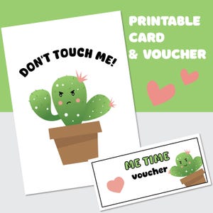 Tarjeta "No me toques" imprimible y cupón para dedicarme a mí mismo, imagen bonita, PDF, descarga digital, para amigos, novios, novias, diversión, amor, plano y plegado