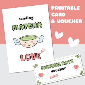 Enviando Matcha Love, Tarjeta imprimible, Linda tarjeta para él o ella, esposa, novia, mejor amigo, esposo, cumpleaños, Plana y doblada