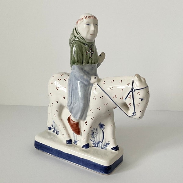 Rye Pottery vintage Figurine Canterbury Tales, monk, white horse, English vintage pottery