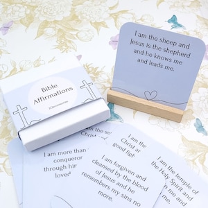 Tarjetas de afirmaciones bíblicas para la autoestima, afirmaciones religiosas diarias, regalos cristianos, pensamiento positivo, tarjetas de regalo de fe motivacional