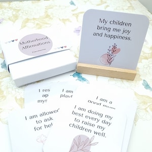 Tarjetas de afirmación de maternidad con caja de regalo, palabras de afirmación de regalo para nuevas mamás, regalo posparto para aliviar la ansiedad para nuevas mamás, amor por el cuidado personal