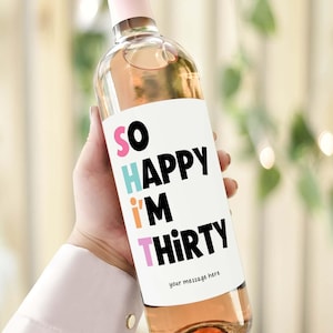 30歳の誕生日のカスタムワインボトルラベル、30歳の誕生日おめでとうワインラベル、親友、姉妹、節目の贈り物、30歳へのパーソナライズされたギフト