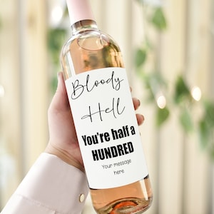 Blutige Hölle du bist halb hundert, Weinflaschenetikett zum 50. Geburtstag, personalisiertes Geschenk für beste Freundin, Schwester, Tante, Geburtstagsgeschenk