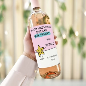 Funny retirement gift personalised wine bottle label, happy retirement sticker wine label, nurse, teacher, police retirement gift, farewell