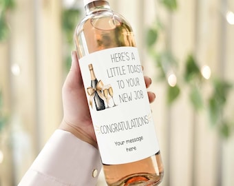 Custom Wine Bottle Label, a little toast to your new job promotion, best coworker colleague leaving gift, goodbye gift label, farewell gift