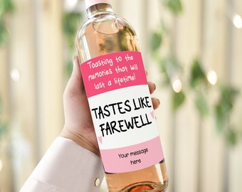 Tastes Like Farewell Custom Wine Label, wine bottle label, new job gift for her, job promotion, going away gift, goodbye gift label sticker