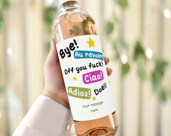 Funny new job wine bottle label, custom wine label promotion gift, farewell coworker gift, colleague leaving job gift, personalised sticker