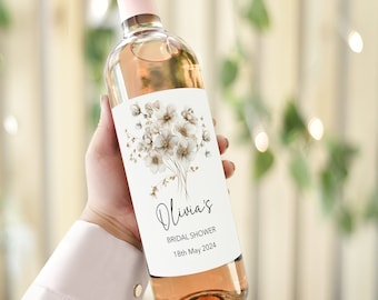 Wildflower vrijgezellenfeest aangepast wijnetiket, gepersonaliseerd wijnflesetiket modern vrijgezellenfeest, vinylstickeretiket voor wijnflessen