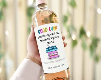 New Home Gift Custom Funny Wine Bottle Label, moving to a new house, housewarming gift, new home owner, congratulations gift, first home