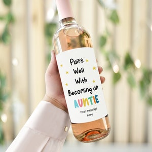 Personalized Auntie Wine Label: Pregnancy Announcement Gift