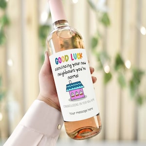 Neues Zuhause Geschenk Individueller lustiger Weinflaschenaufkleber, Umzug in ein neues Haus, Einweihungsgeschenk, neuer Hausbesitzer, Glückwunschgeschenk, erstes Zuhause
