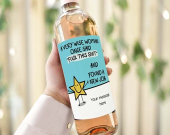 Grappig nieuw baan wijnflesetiket, promotiecadeau voor collega, aangepast wijnetiket, cadeau collega verlaat baan, cadeau werk bestie