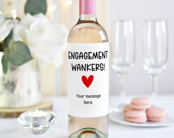 Etiqueta de vino de compromiso divertida: regalo personalizado para parejas