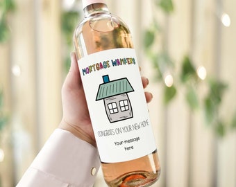 New Home Gift Custom Funny Wine Bottle Label, moving to a new house, housewarming gift, new home owner, congratulations gift, first home