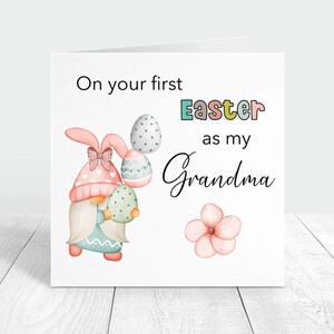 Carte personnalisée Première pâques ma grand-mère, carte personnalisée de gnomes de pâques pour grand-mère, cadeau de petite-fille petit-fils, jolie carte de pâques gonk